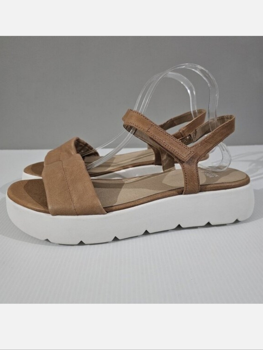 Eileen Fisher Jolie Platform Sandal Womens 11 Honey Tan Leather Ankle Strap NEW